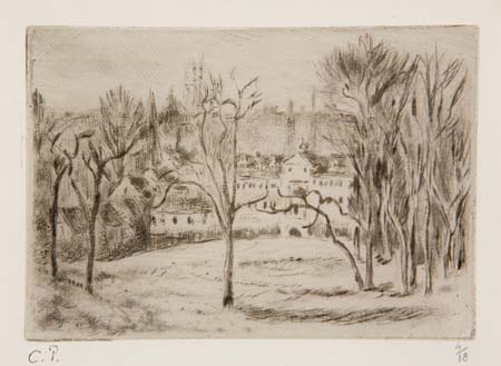 Appraisal: CAMILLE PISSARRO Ch teau de Busagny Oise Drypoint and aquatint