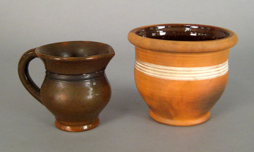 Appraisal: I S Stahl redware crock h together with a creamer