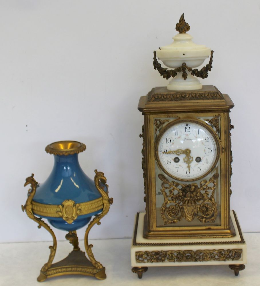 Appraisal: Bronze Mounted Carriage Clock Together With A Bronze Mounted Urn