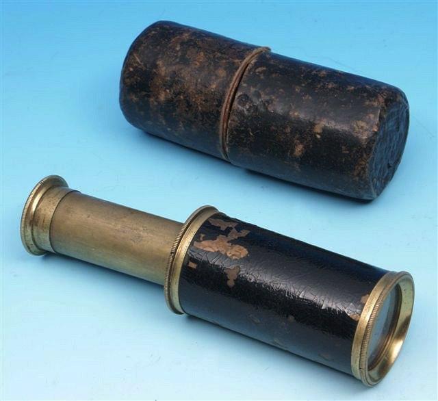 Appraisal: A TH CENTURY MINIATURE SINGLE DRAW TELESCOPE with black lacquered