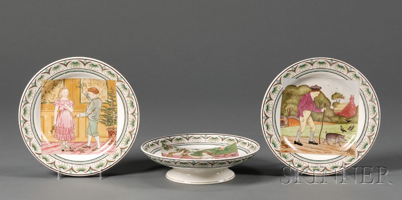 Appraisal: Three Wedgwood Month Dishes England c each with polychrome enamel