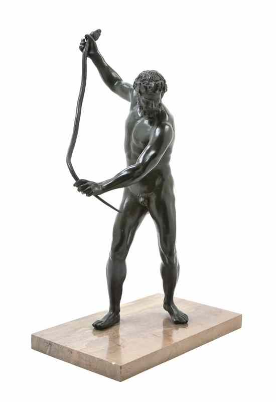 Appraisal: A Continental Bronze Figural Group depicting a standing Hercules holding