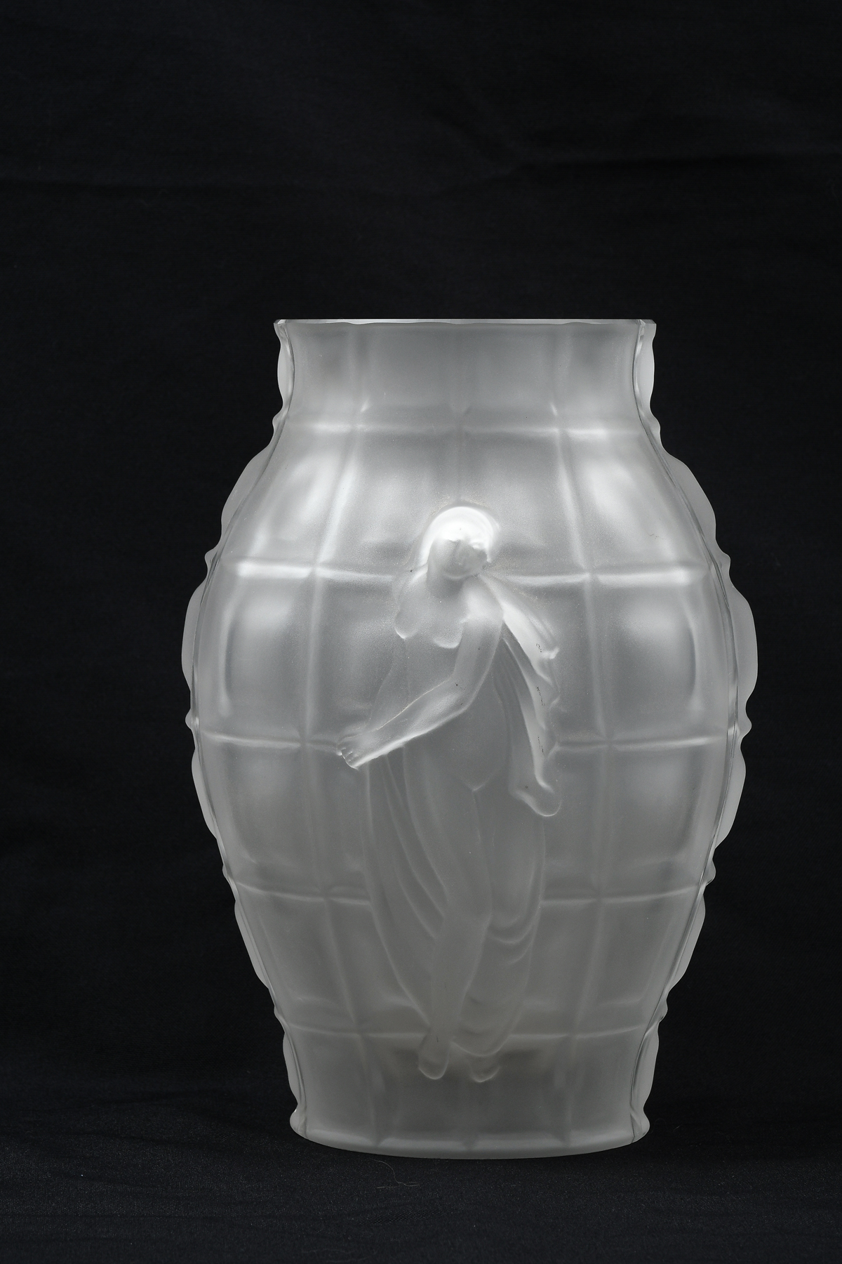 Appraisal: FRENCH LALIQUE NUDE VASE Frosted nude female vase Etched R