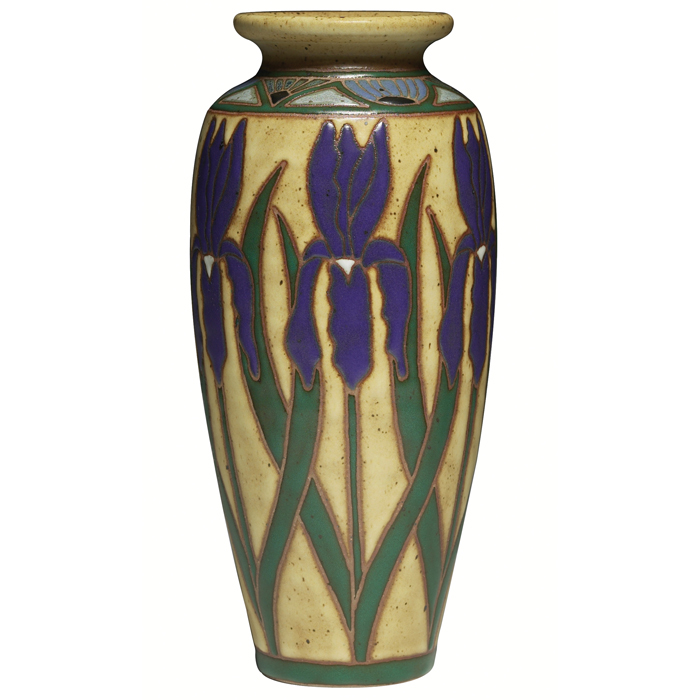 Appraisal: Common Ground vase contemporary shouldered shape with an iris design