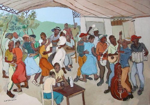 Appraisal: Artist Jean-Jacques Carlo Haitian - Title a Untitled Dance Party