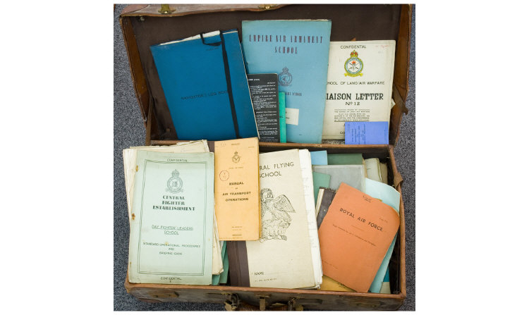 Appraisal: Large Suitcase Containing RAF Papers Maps and other Items of