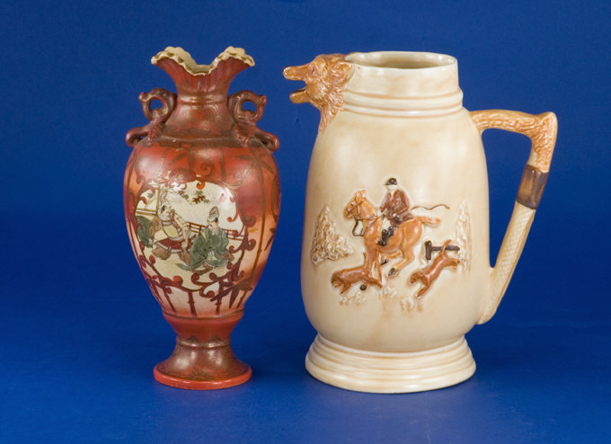 Appraisal: Hunting Jug with Fox Spout and Crop Handle and Satsuma