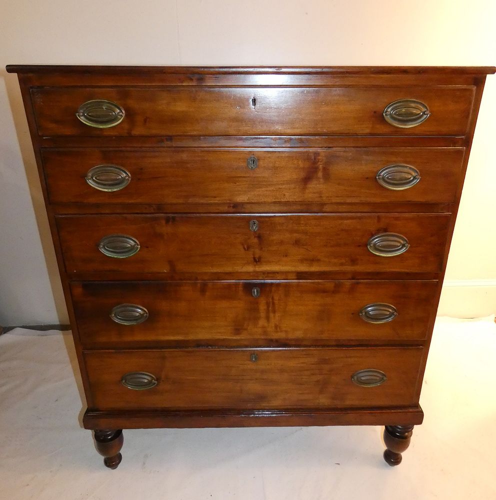 Appraisal: ANTIQUE MAHOGANY TALL CHEST th century mahogany drawer tall chest