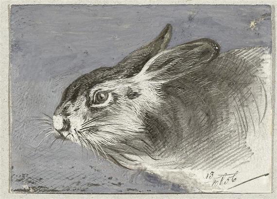 Appraisal: SWISS SCHOOL TH CENTURY Head of a hare Gouache pencil