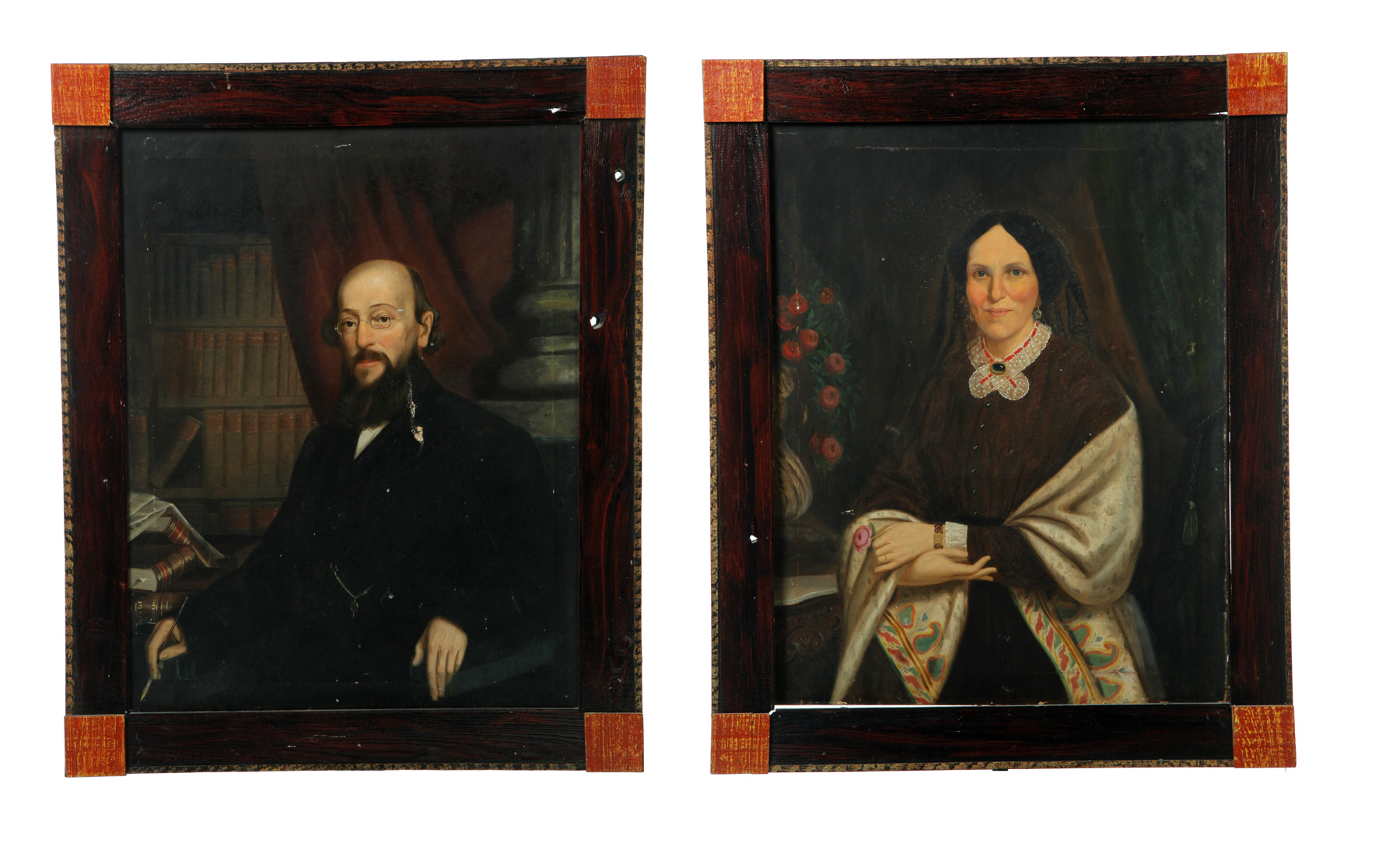 Appraisal: PAIR OF OIL ON CANVAS PORTRAITS American nd quarter th