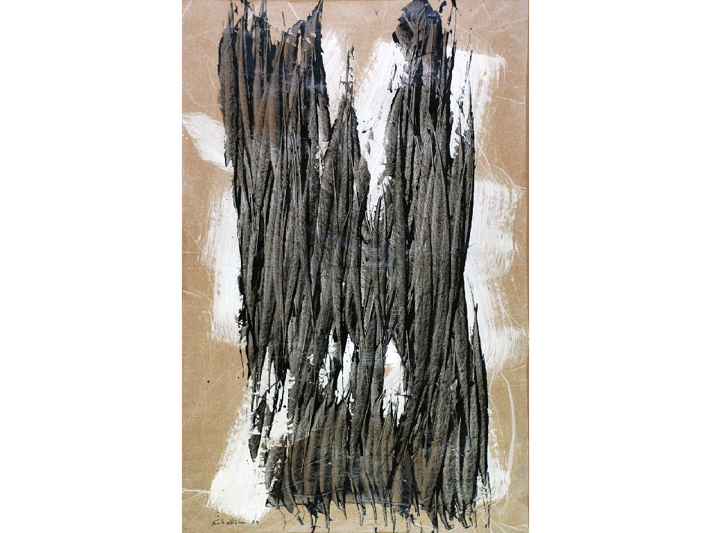 Appraisal: ULRICO SCHETTINI b MIXED MEDIA ON PAPER Abstract in black