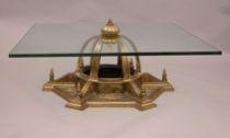 Appraisal: Opera House Light Fixture Glass Table Originally installed as a