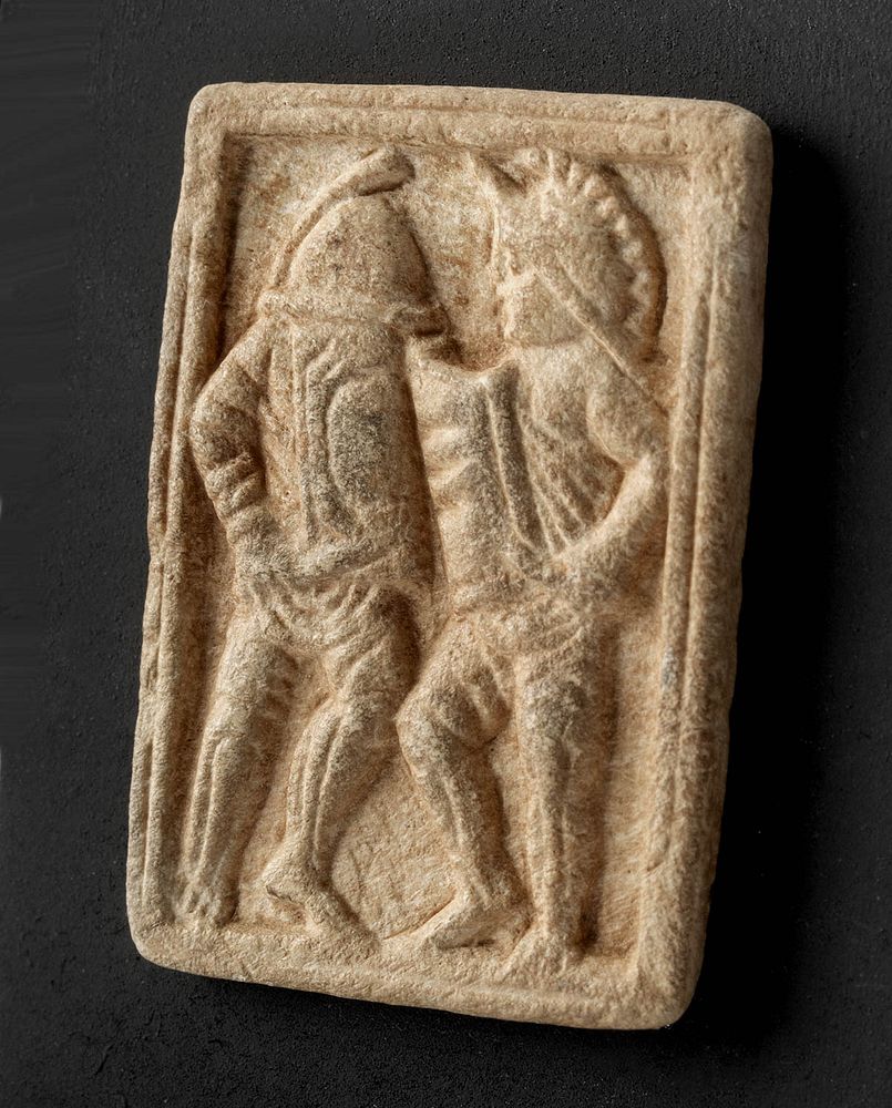 Appraisal: Roman Bone Plaque - Dueling Gladiators Rome Imperial Period ca