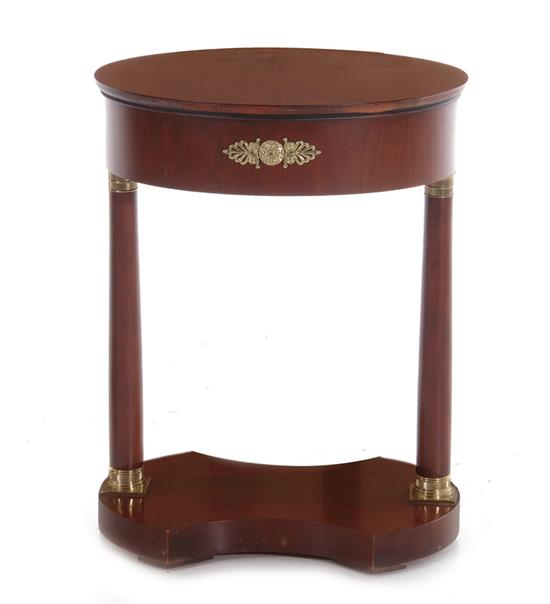 Appraisal: French Empire style mahogany and brass-mounted side table by Baker