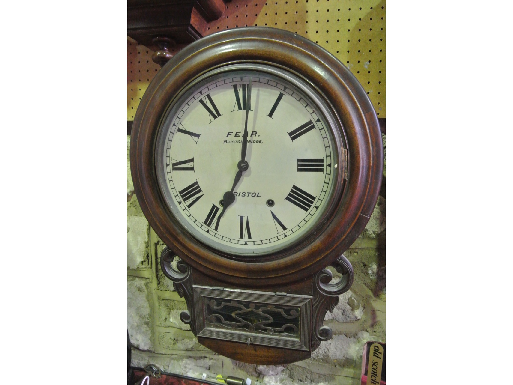 Appraisal: A th century drop dial wall clock with carved and