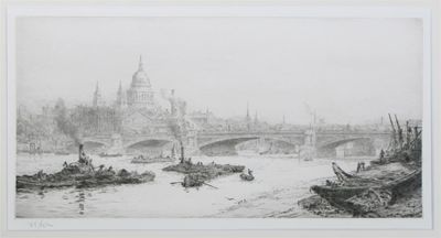 Appraisal: William Lionel Wyllie - St Paul's and barges on the