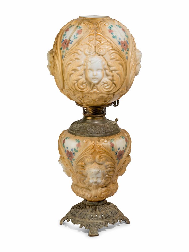 Appraisal: A Molded and Polychrome Decorated Ceramic Lamp A Molded and