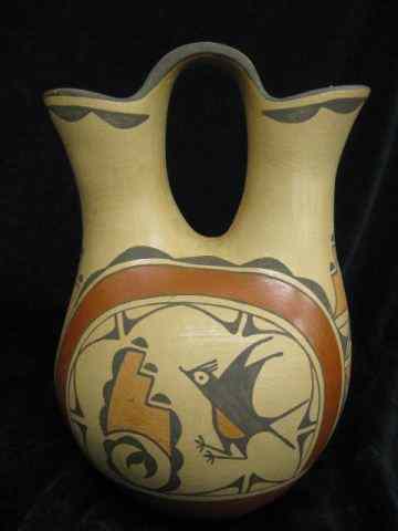 Appraisal: Indian Pottery Wedding Jug by RubyPanana Zia bird decor ''