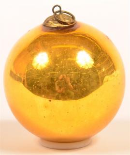 Appraisal: Gold Blown Glass Ball Form German Kugel - diam