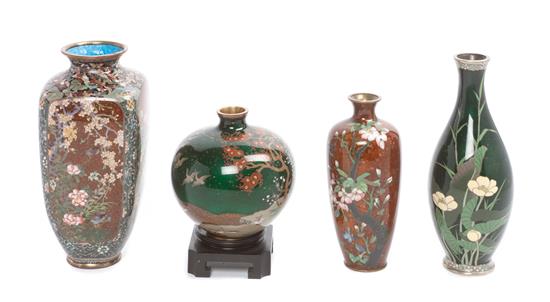 Appraisal: Sale Lot Four Japanese Cloisonne Enamel Vases including a square