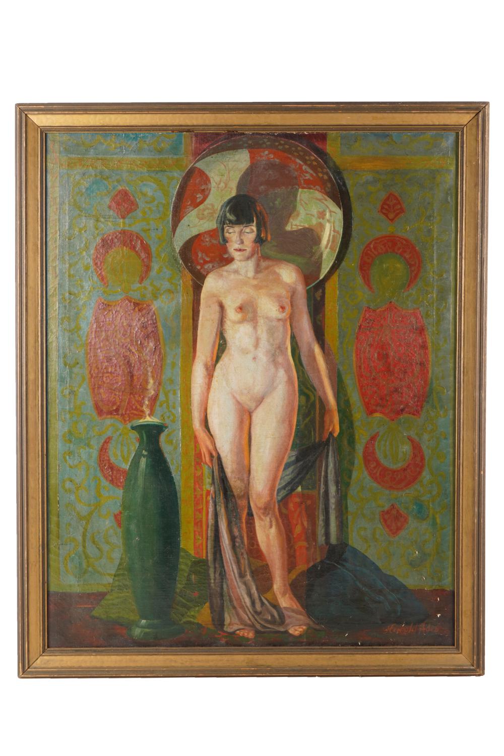 Appraisal: HAL HAROLD ADES B NUDE FEMALE FIGUREoil on canvas signed