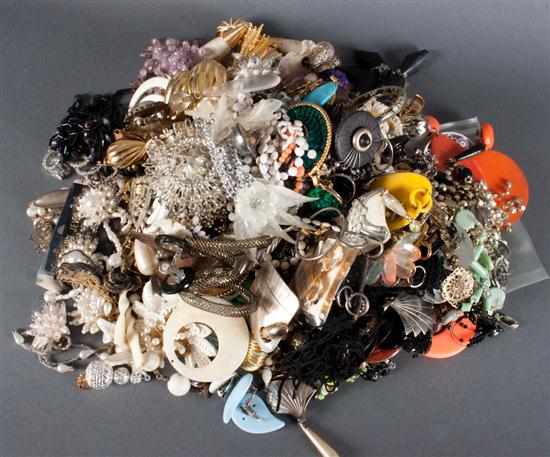 Appraisal: Large assortment of costume jewelry including clip earrings bead necklaces