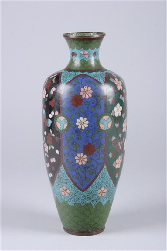 Appraisal: JAPANESE CLOISONNE ENAMEL VASE Meiji period Floral decoration - in