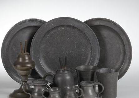 Appraisal: GROUP OF AMERICAN AND BRITISH PEWTER UTILITARIAN WARES NINETEENTH CENTURY