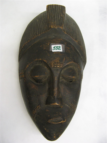 Appraisal: A BOULE TRIBAL FACE MASK of hand carved native wood