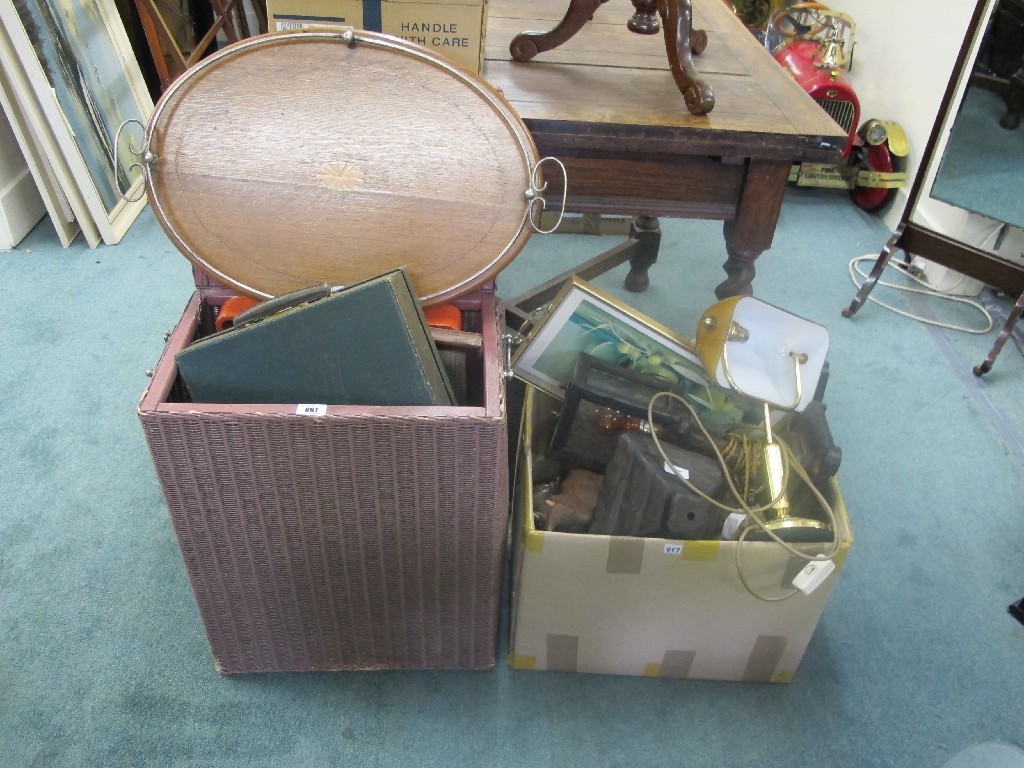 Appraisal: Lloyd Loom linen basket with contents and a box of