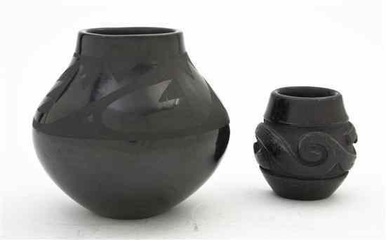 Appraisal: A San Ildefonso Blackware Vase Margaret Lou Gutierrez of squat