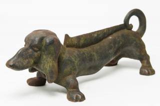 Appraisal: Dachshund Cast Iron Boot Scraper Doorstop Antique early th century