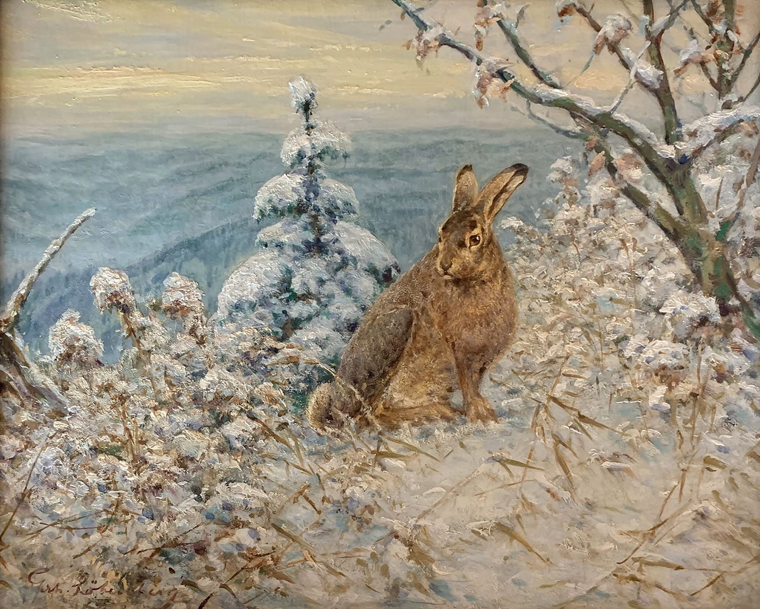 Appraisal: LOBENBERG Gerhard German - ''Rabbit in the Snow'' Oil on