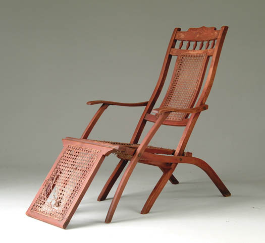 Appraisal: OCEAN LINER CANE SEAT FOLDING DECK CHAIR From the White