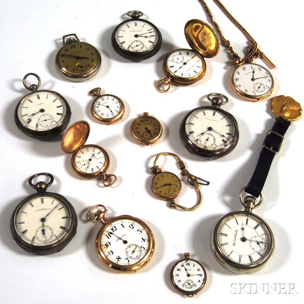 Appraisal: Fourteen American Pocket Watches various makers including an open face