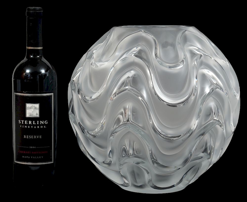 Appraisal: Lalique Vase 'Vibration Collection' Lalique clear and frosted vase from