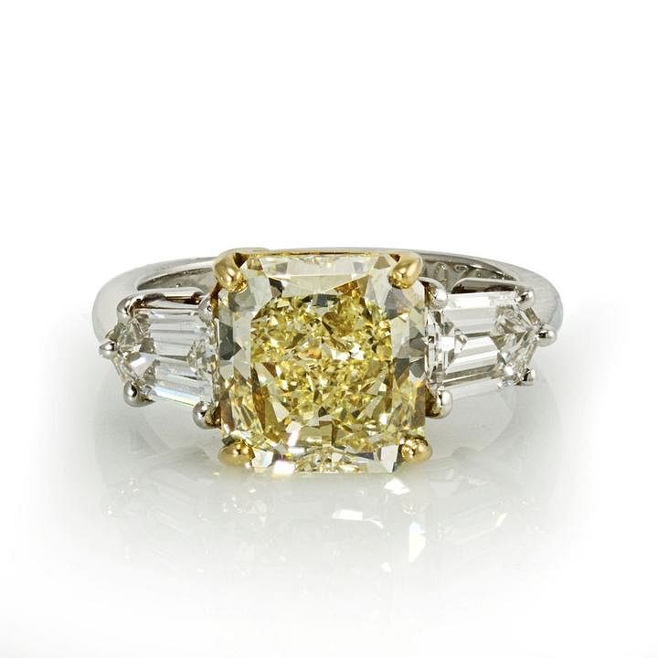 Appraisal: CARAT RADIANT CUT DIAMOND FANCY YELLOW GIA RING CARAT RADIANT