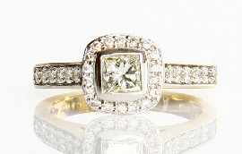 Appraisal: An ct gold princess and round brilliant cut diamond cluster