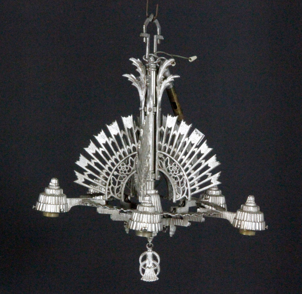 Appraisal: - th C French Art Deco Chandelier th century French