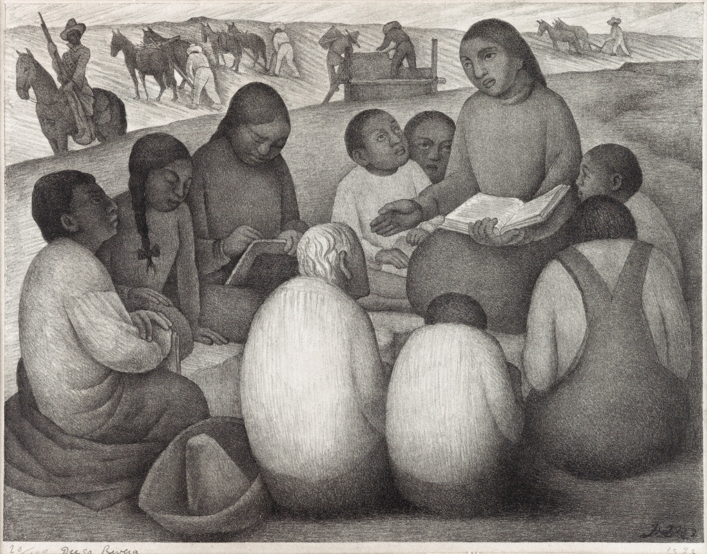 Appraisal: DIEGO RIVERA Open Air School Lithograph x mm x inches