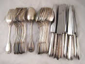 Appraisal: A part canteen of continental silver plated Fiddle and thread