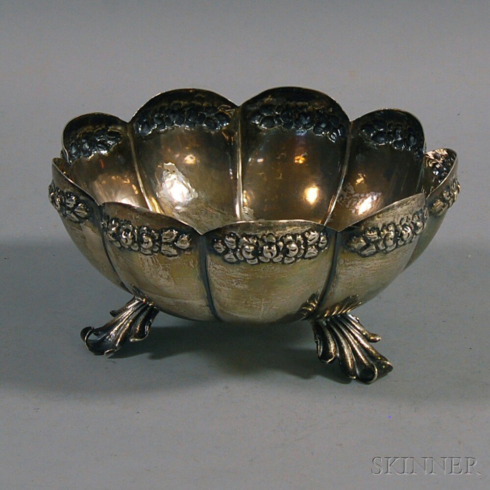 Appraisal: Mexican Sterling Silver Lobed and Footed Bowl the shaped body