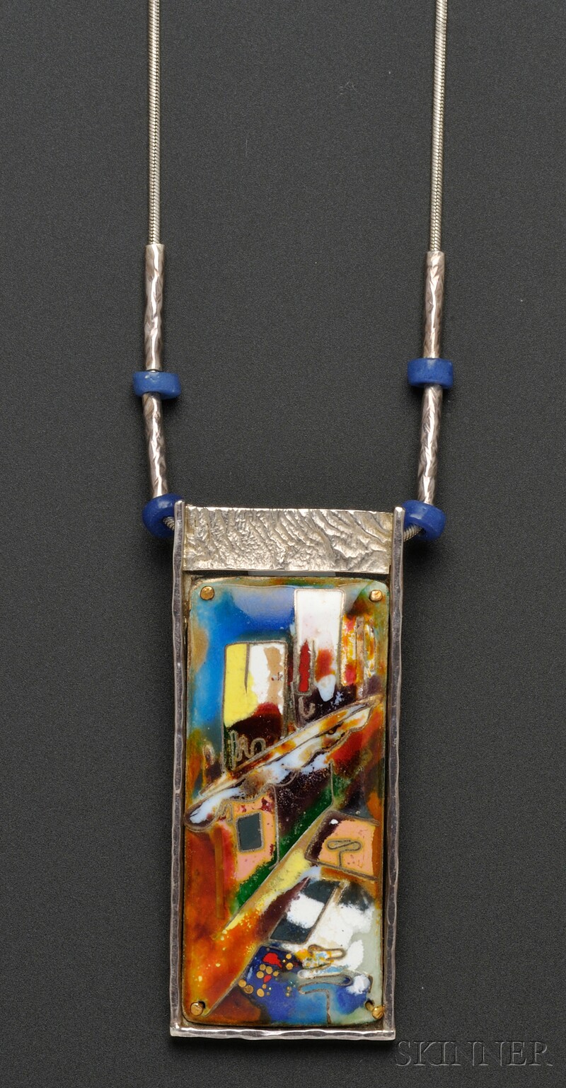 Appraisal: Sterling Silver and Enamel Pendant Miye Matsukata c s the