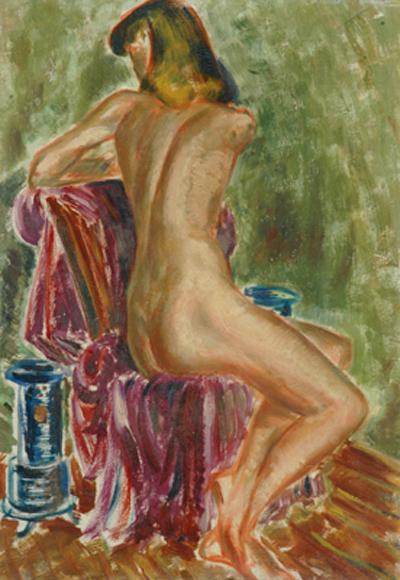 Appraisal: School of George Bell Seated Nude oil on board x