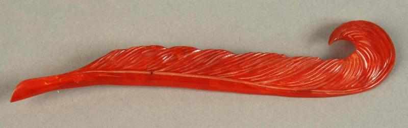 Appraisal: Large Carved Bakelite Feather Brooch Pin Condition Excellent Size -