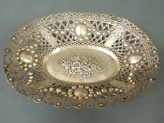 Appraisal: - Continental silver repouss oval dish marked h x x