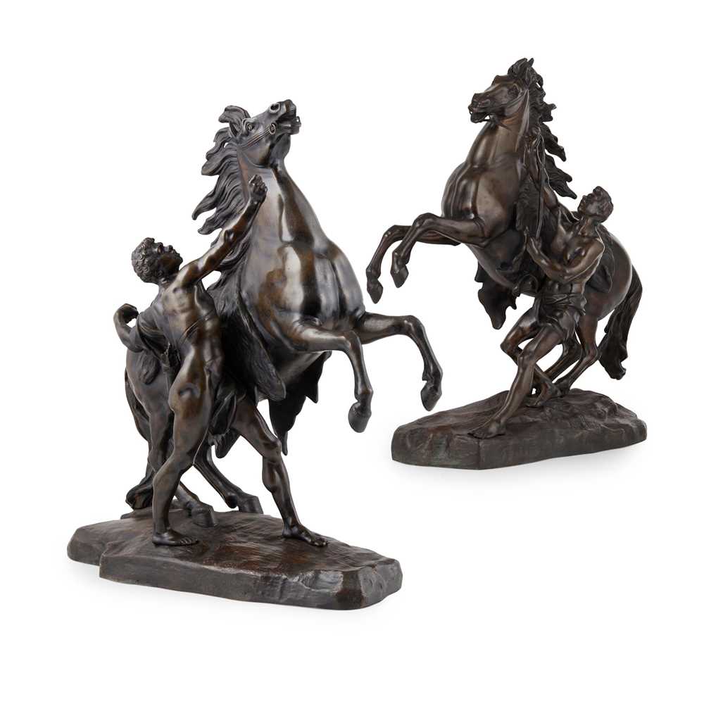 Appraisal: PAIR OF FRENCH BRONZE MARLY HORSE FIGURES AFTER COUSTOU TH