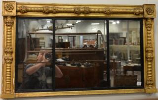 Appraisal: Federal three part over the mantle mirror with column turned