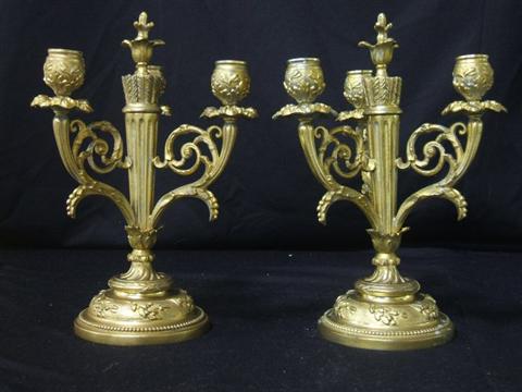 Appraisal: PR FRENCH GILT-BRONZE -LIGHT CANDELABRA in the Louis XVI style