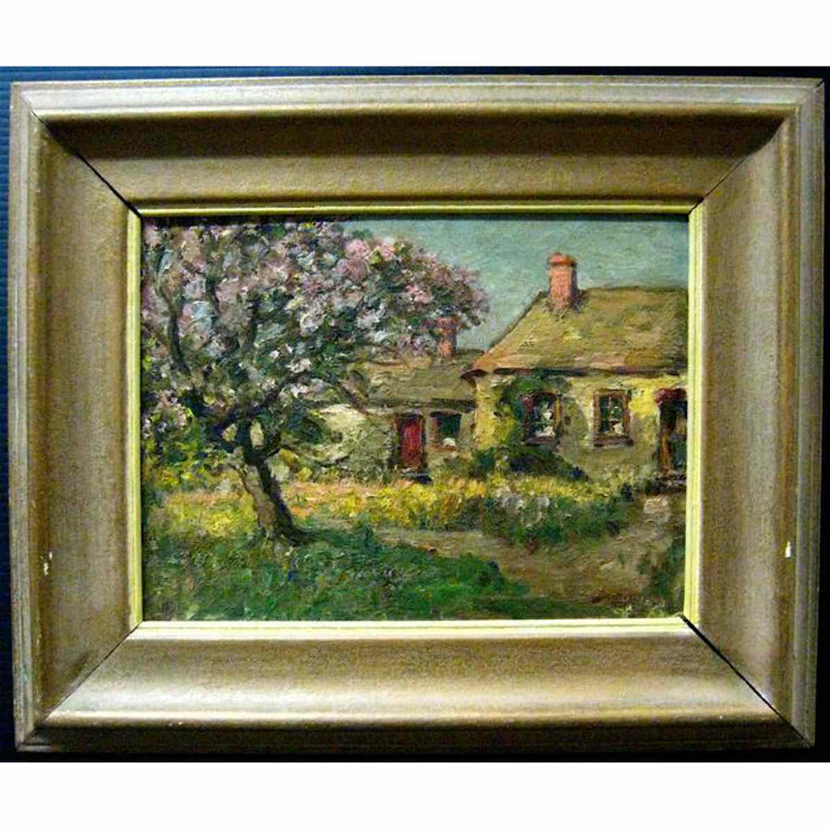 Appraisal: WALTER TOLLES CANADIAN - HOUSES WITH BLOSSOM TREE OIL ON